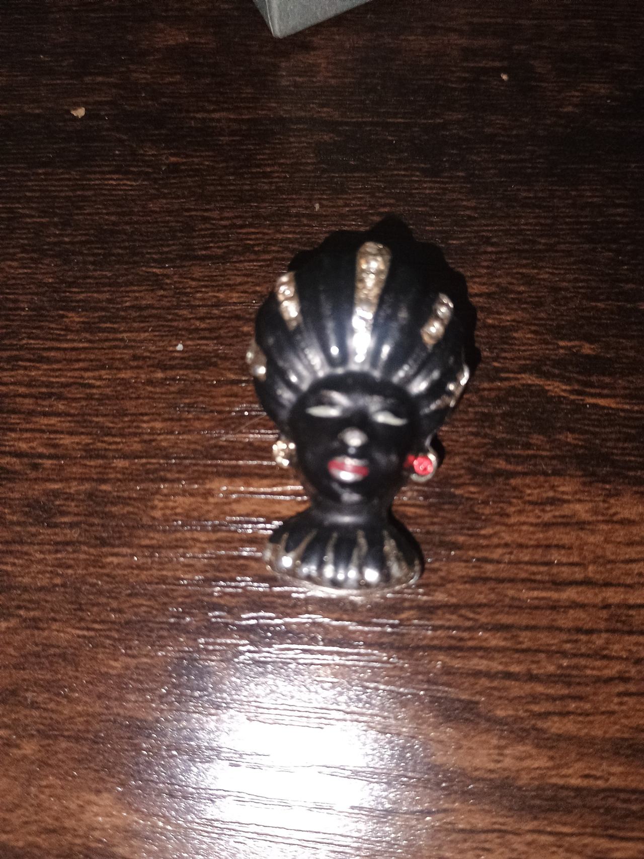 Vintage Blackamoor Enamel Brooch with Rhinestones