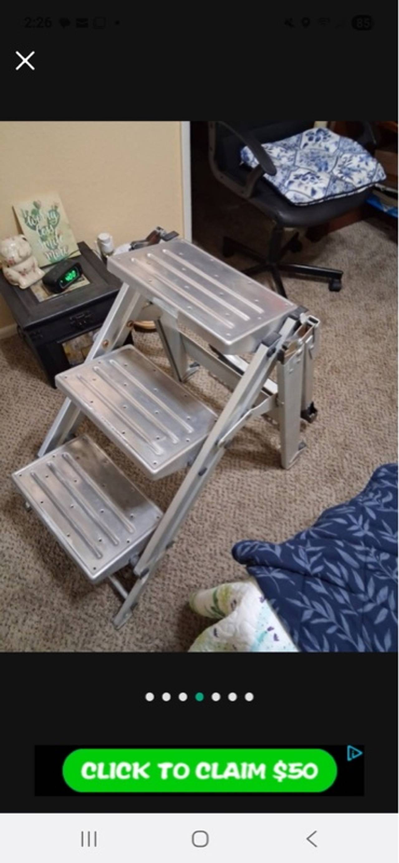 Little Giant Jumbo 3-Step Aluminum Step Stool Gray