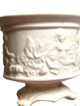 Vintage White Ceramic Cherub Relief Footed Planter - Image 3