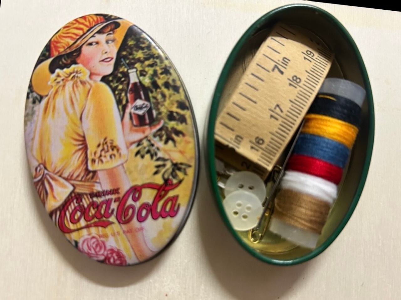 Vintage Coca-Cola Sewing Kit Tin.