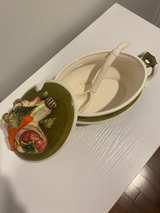 Vintage Ceramic Vegetable Soup Tureen with Ladle - Image 4