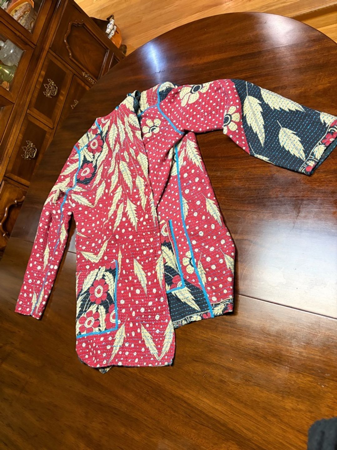 Mieko Artisan Kantha-Style Quilted Jacket – O/S – Reversible Boho Stitch Jacket