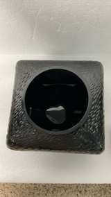 Vintage Textured Black Glass Decorative Jar with Metal Lid - Image 5