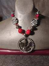Fleur De Lis Zebra Print Statement Necklace - Image 2