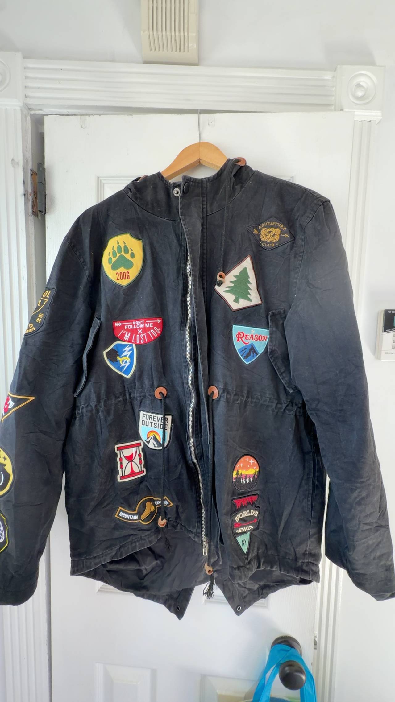 Reason Full Zip Jacket with Patches XL RIP ON BACK BOTTOM 