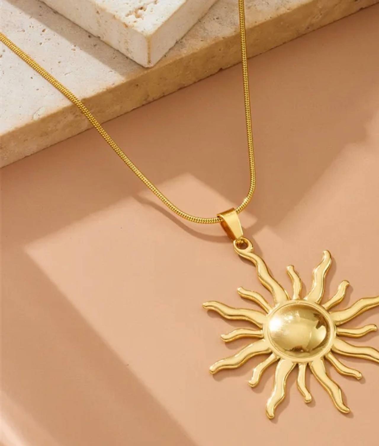 Gold Sunburst Pendant Necklace