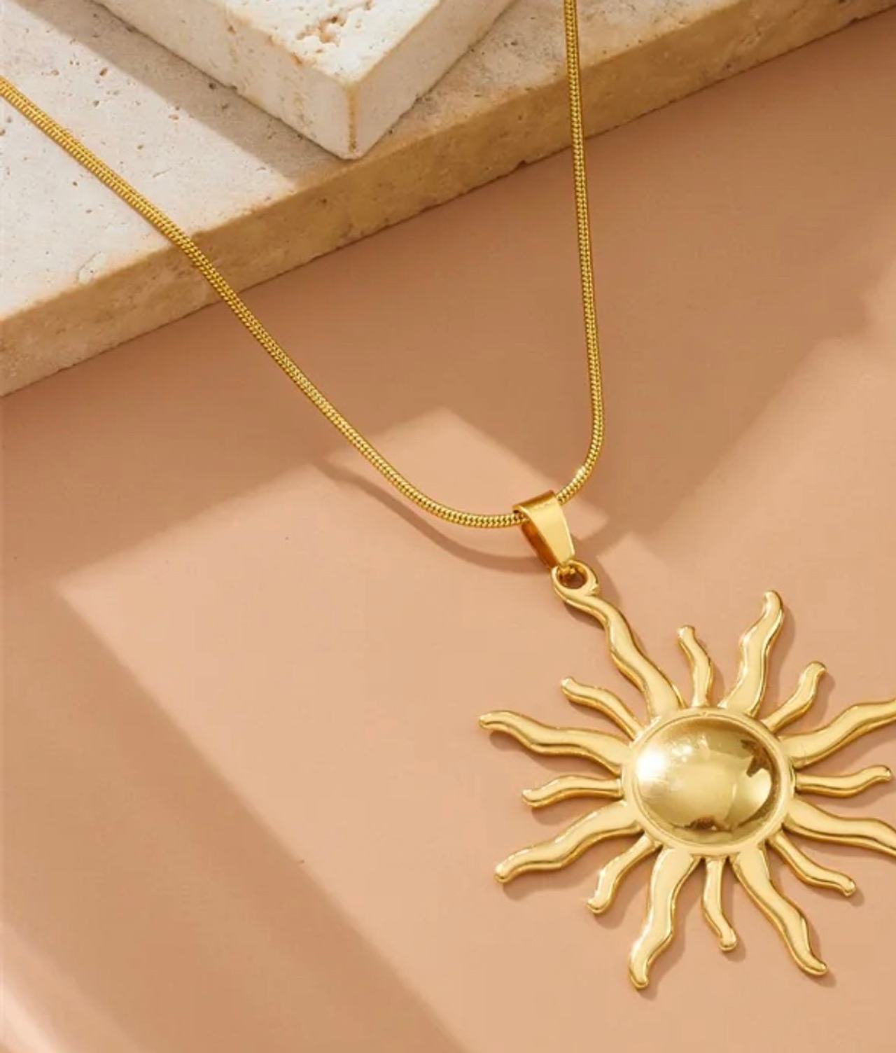 Gold Sunburst Pendant Necklace
