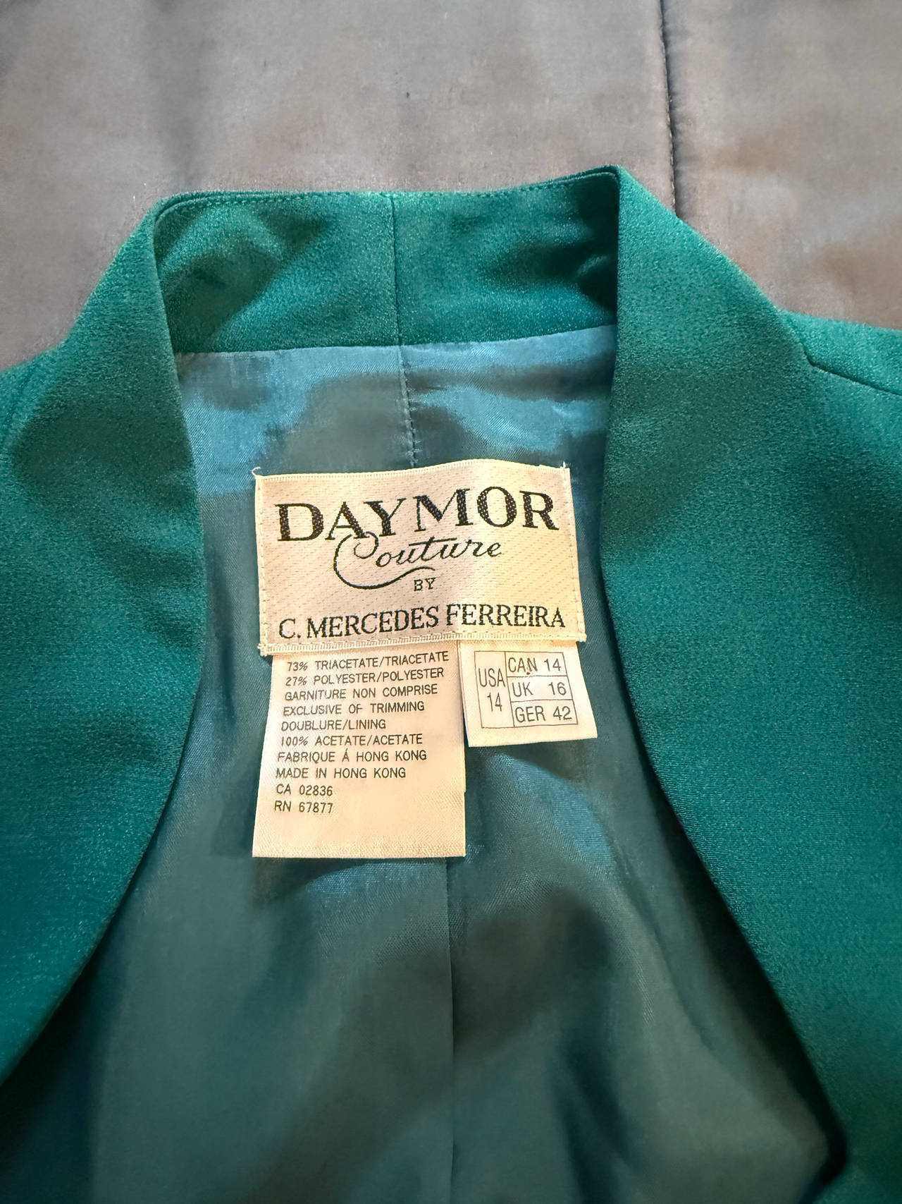Daymor Couture C. Mercedes Ferreira Teal Blazer