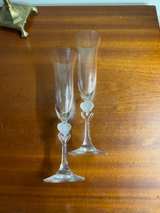 Gorham Amore Champagne Flutes Pair with Heart Stem - Image 1