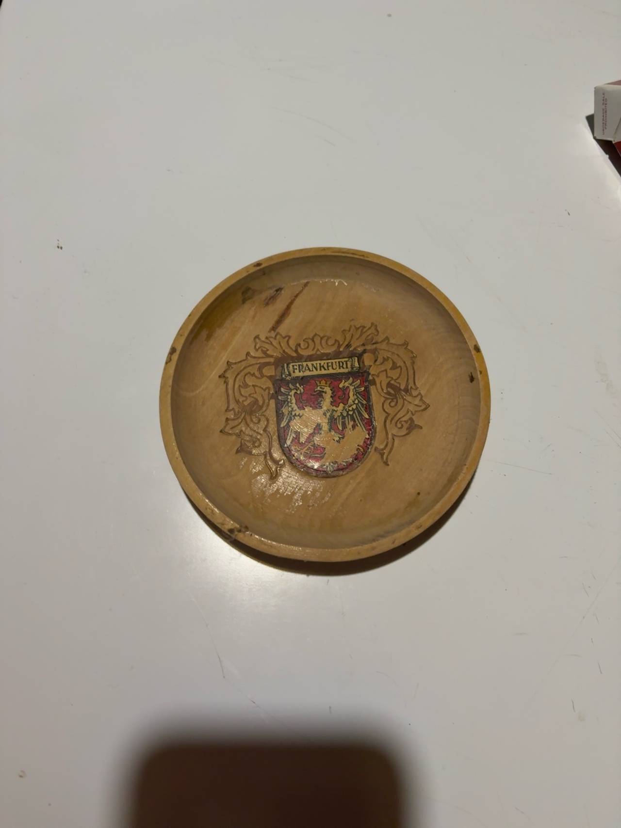 Vintage German Wooden Wall Hanging Plate 6.5"