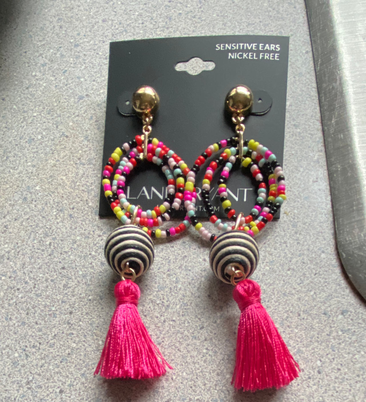 Lane Bryant Beaded Tassel Hoop Earrings