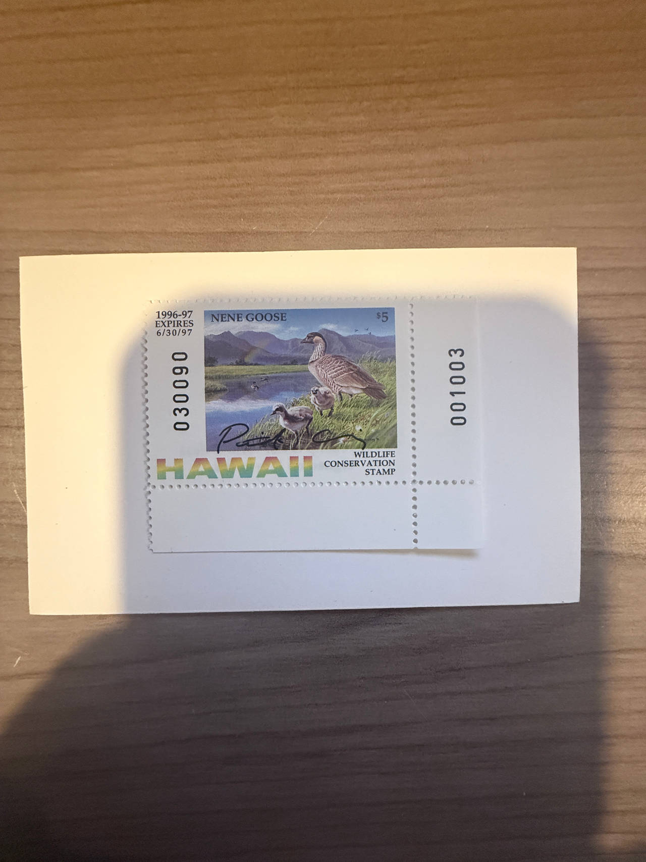 1996-97 Hawaii Wildlife Conservation Stamp Nene Goose signed