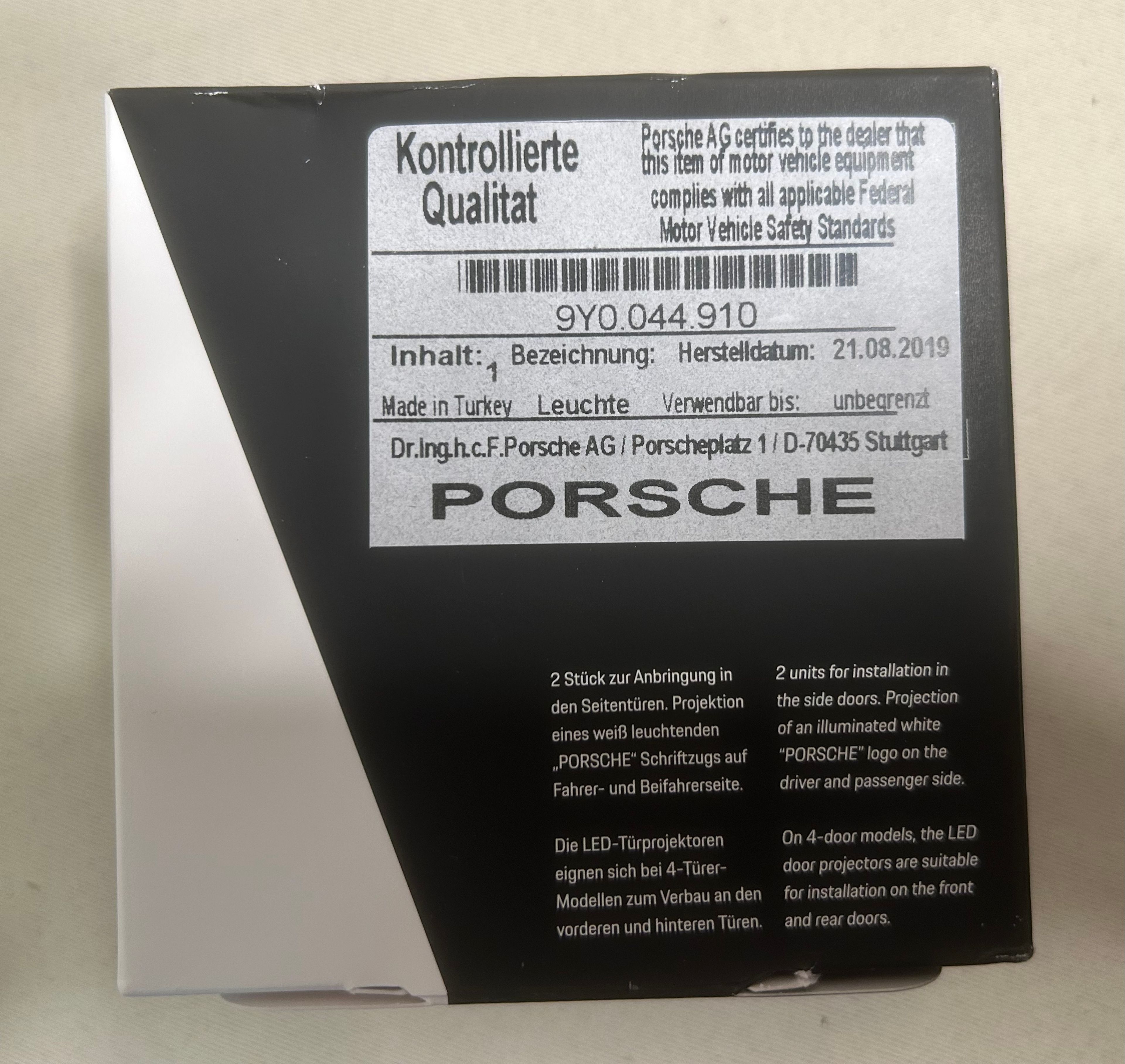 Porsche LED Door Projectors - White PORSCHE Logo