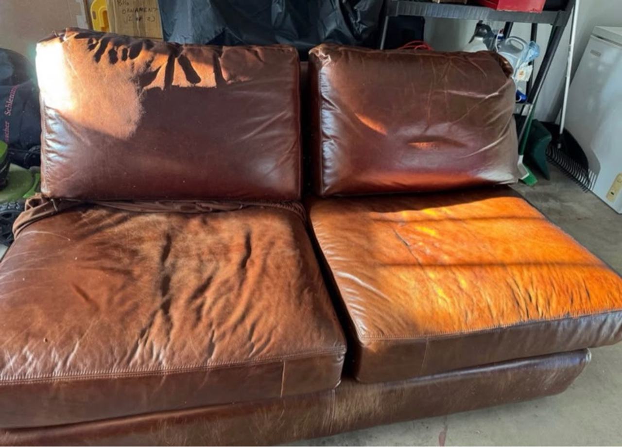 Pottery Barn Leather Sofa Loveseat Brown