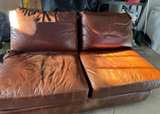 Pottery Barn Leather Sofa Loveseat Brown - Image 1