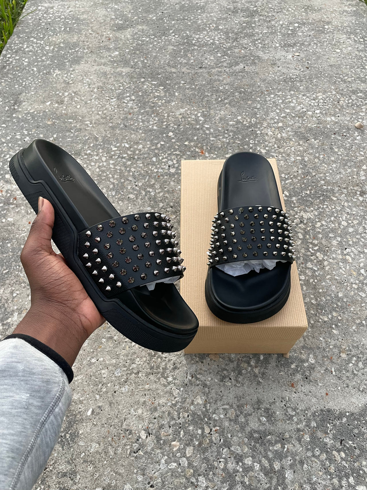 Christian Louboutin Pool Fun Spiked Slides