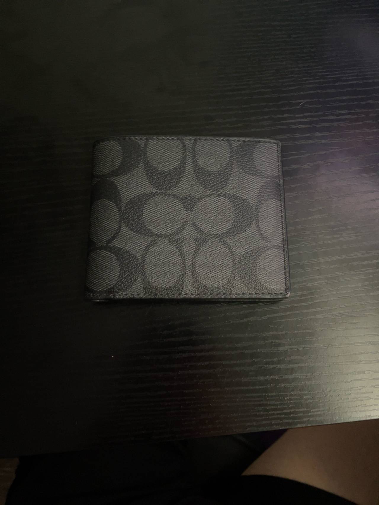 Coach Men's ID Billfold Wallet Black Signature Leather