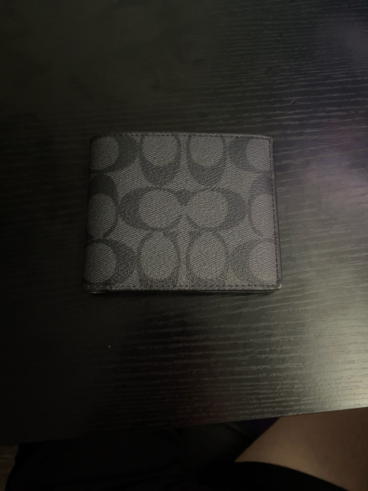 Coach Men's ID Billfold Wallet Black Signature Leather