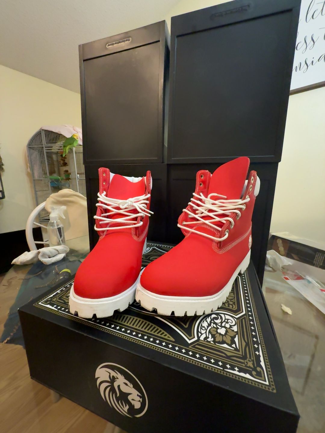 Timberland 6-Inch Premium Waterproof Boot Red with White Sole