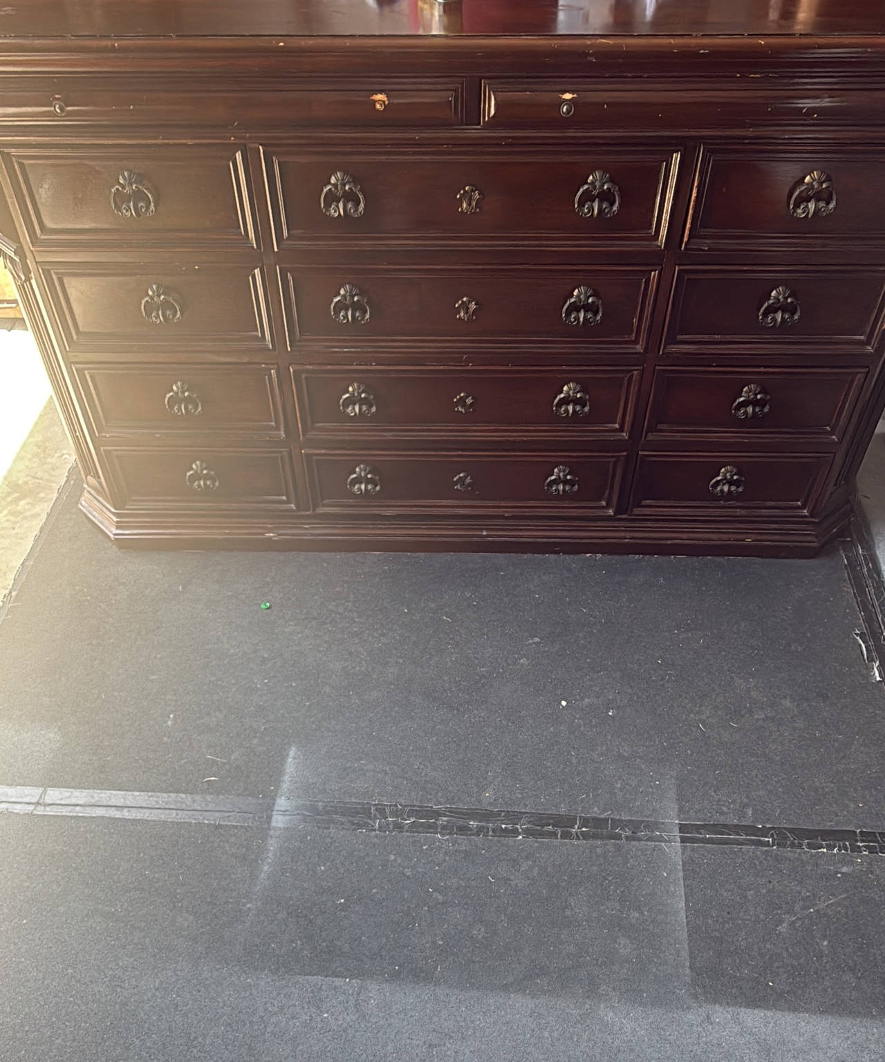 Traditional 12-Drawer Wooden Dresser. Need a couple knobs