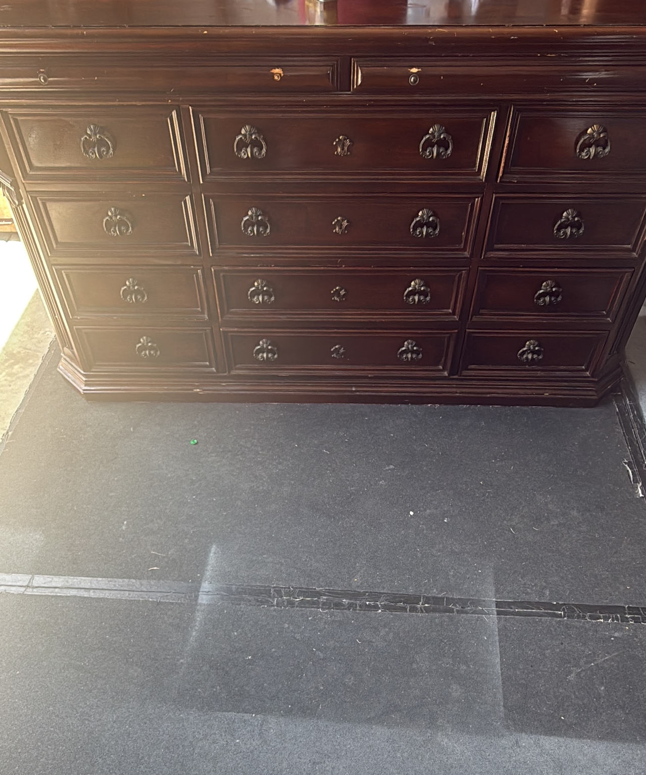 Traditional 12-Drawer Wooden Dresser. Need a couple knobs
