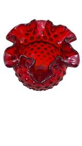 Fenton Ruby Red Hobnail Ruffled Vase - Image 4