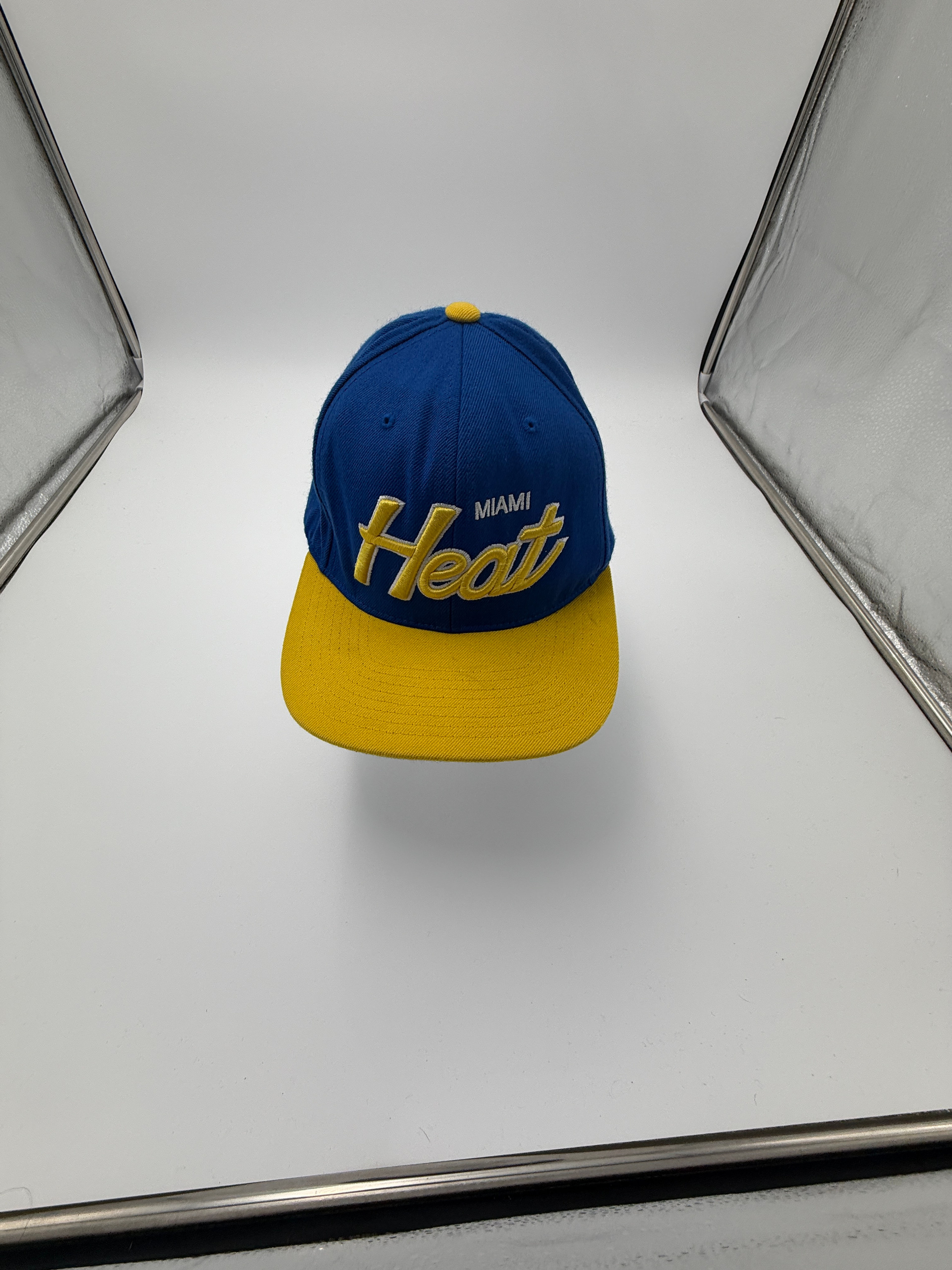 Mitchell & Ness Miami Heat Script Snapback Hat Blue/Yellow