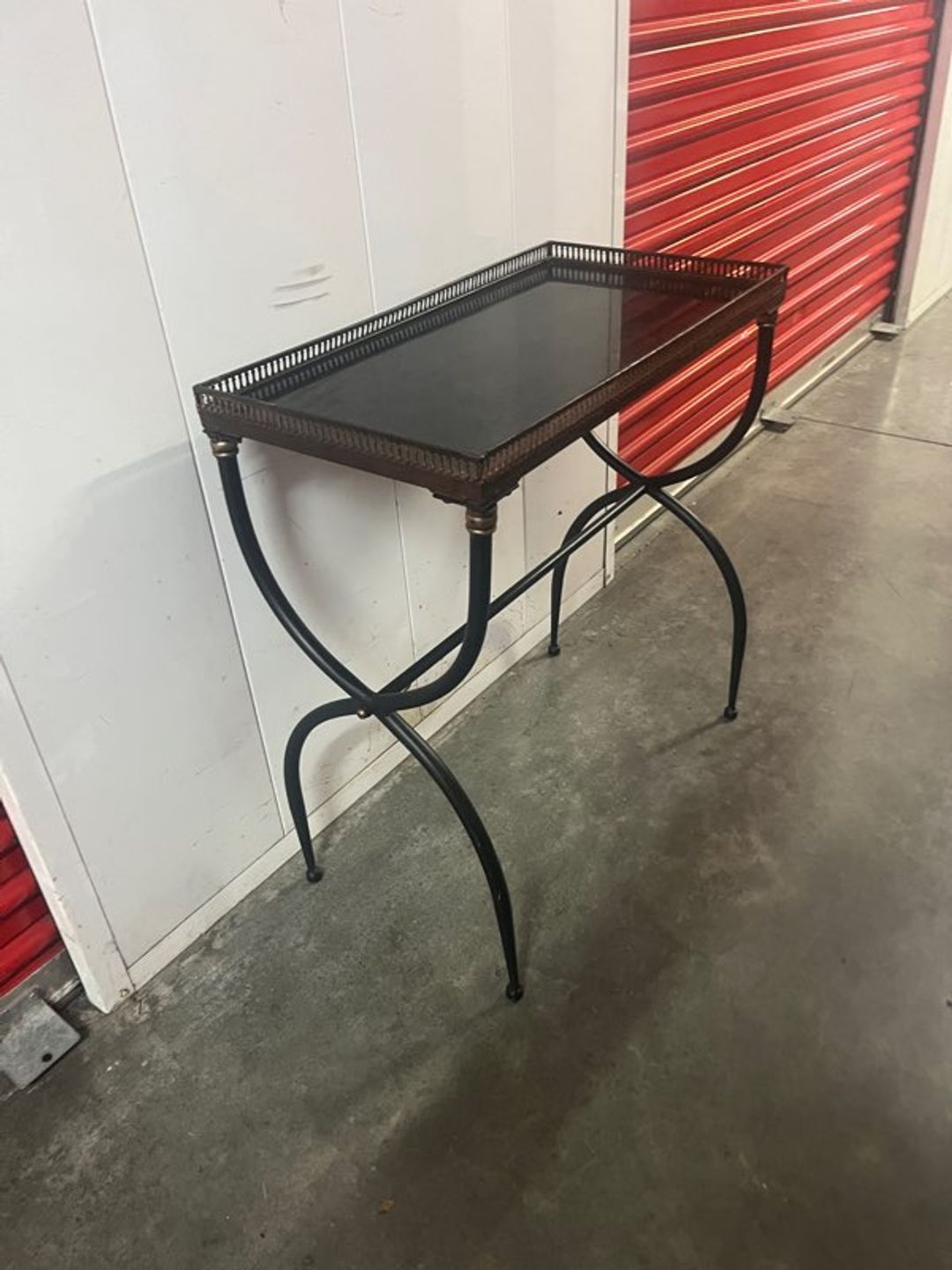 Metal and Glass Gallery Top Console Table