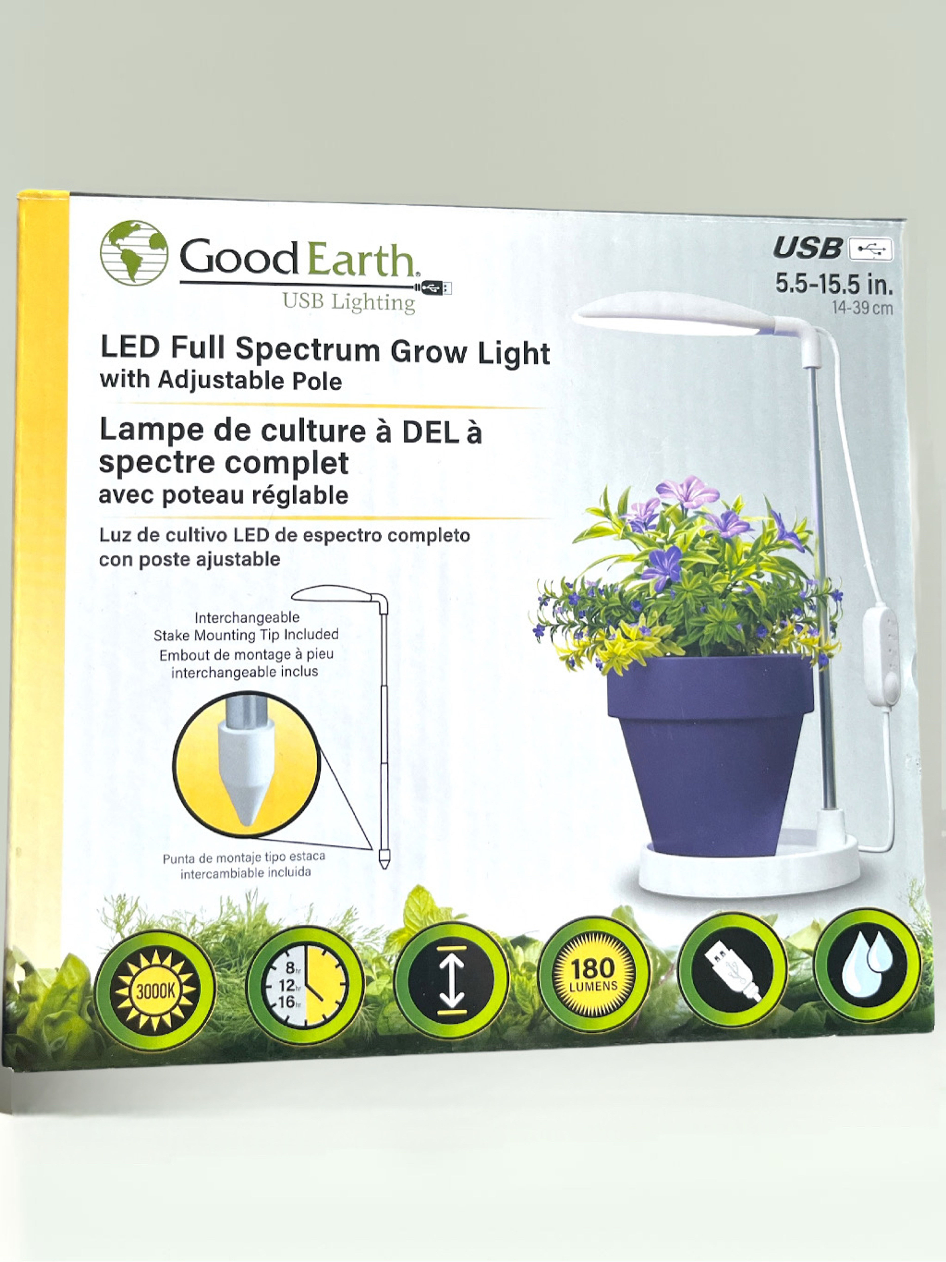 Good Earth LED Full Spectrum Grow Light with Adjustable Pole