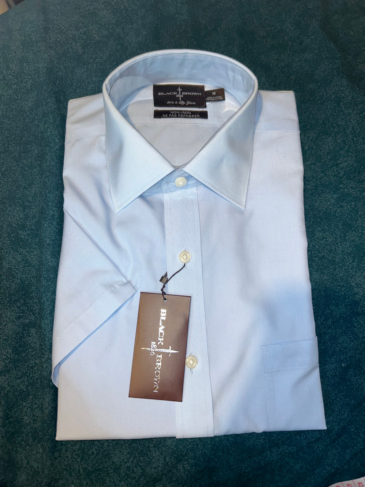 Black Brown 1826 Non-Iron Short Sleeve Dress Shirt
