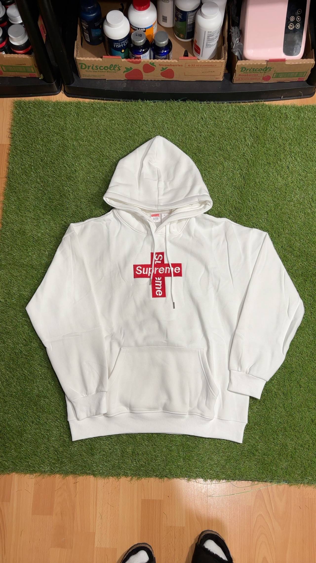 Supreme Cross Box Logo Hoodie White Size LARGE