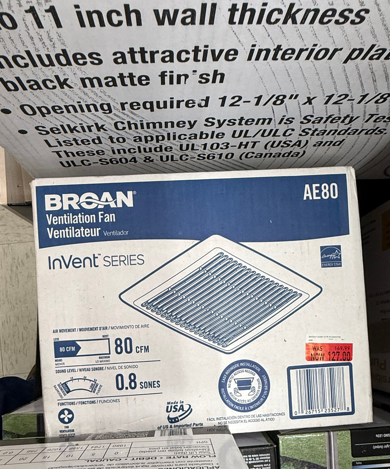 Broan AE80 InVent Series 80 CFM Ventilation Fan