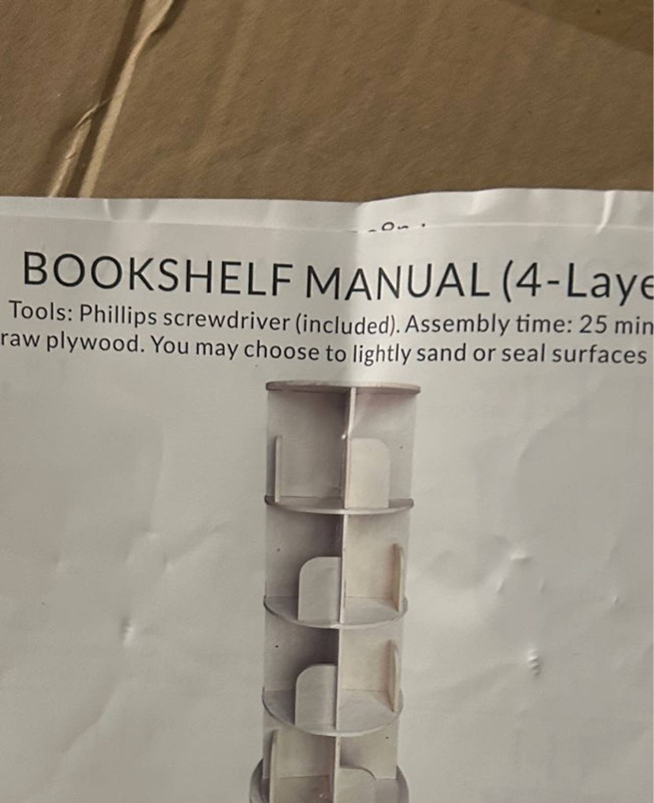 4-Layer Rotating Plywood Bookshelf Kit