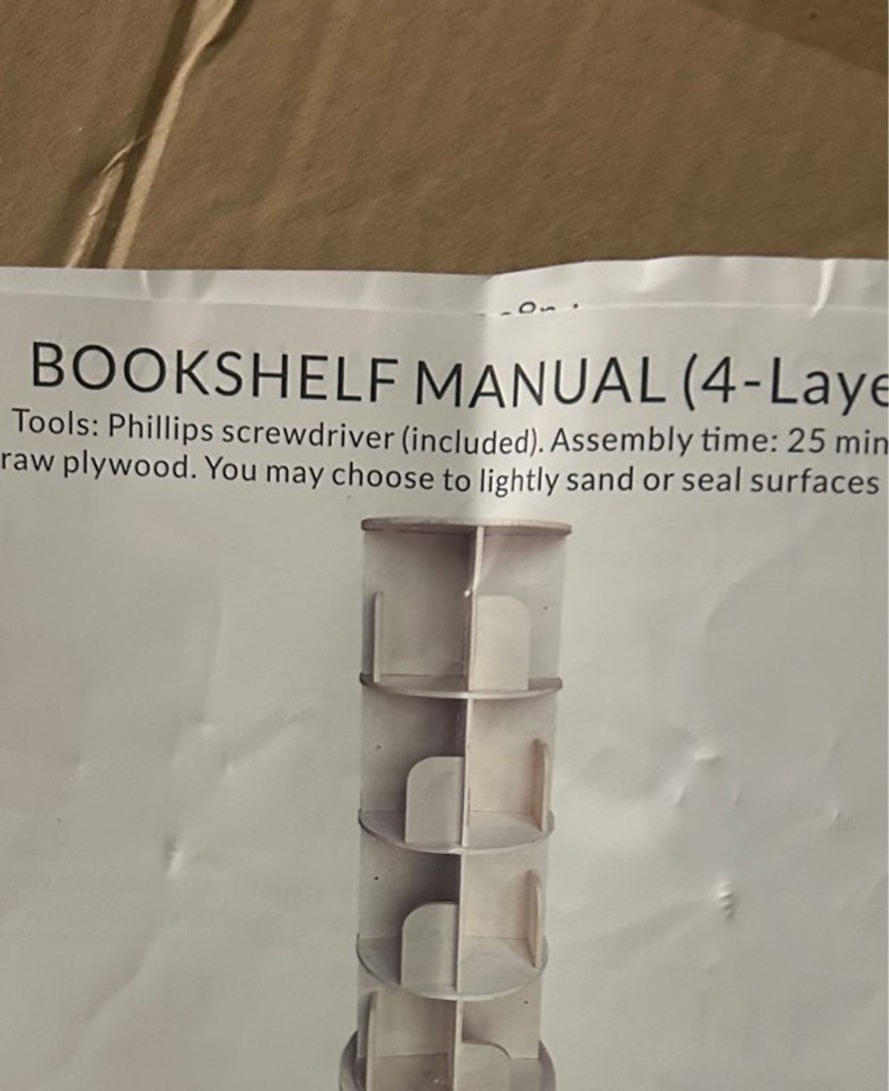 4-Layer Rotating Plywood Bookshelf Kit