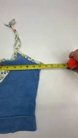 Blue Floral Trim Halter Crop Top - Image 2