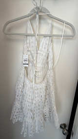 White Eyelet Halter Dress. Size M - Image 2
