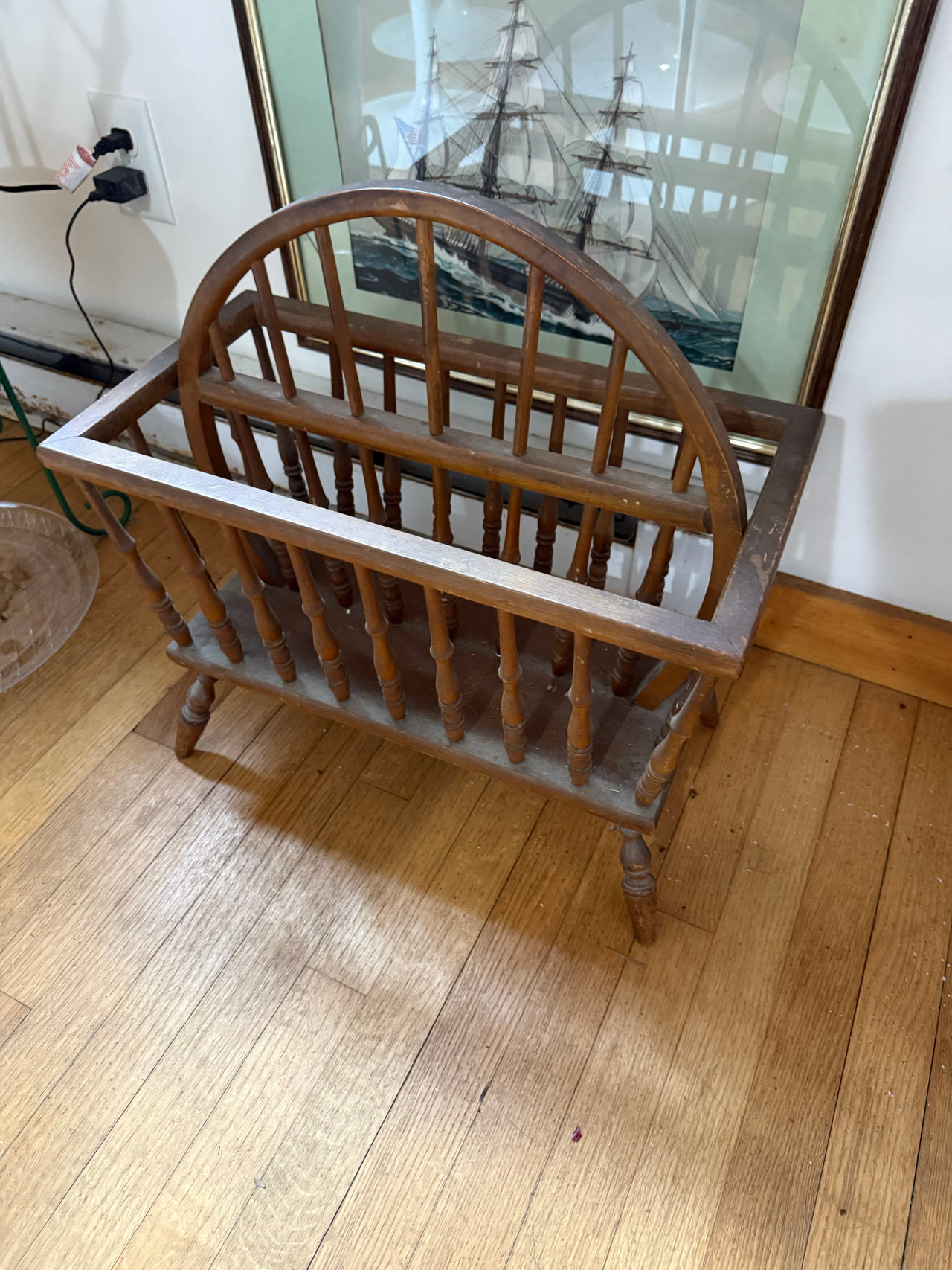 Vintage Wooden Spindle Magazine Rack