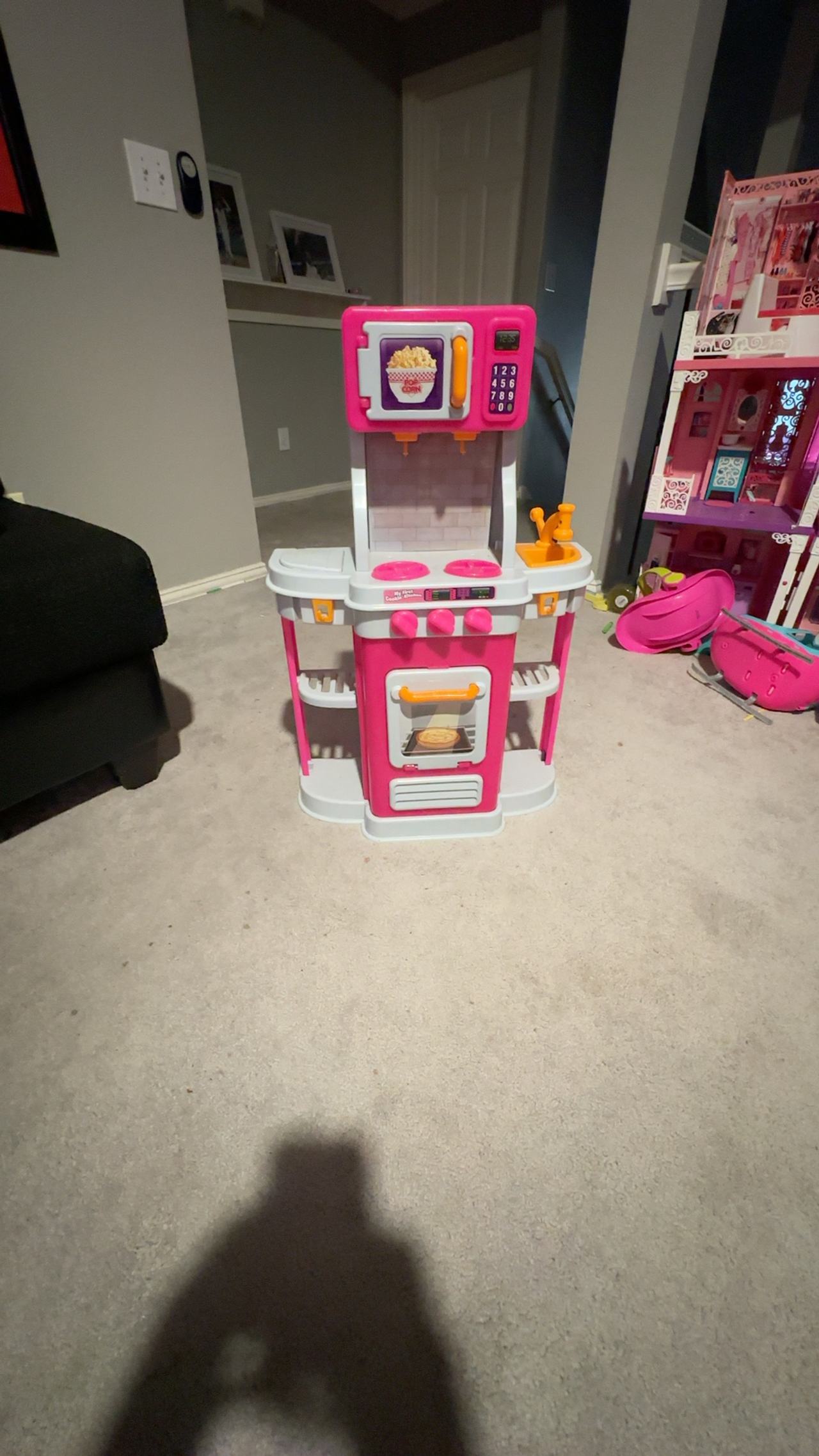 Pink Kids Play Kitchen Set with Lights & Sounds