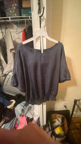 Ann Taylor’s Off-shoulder Dark Blue blouse - Image 1