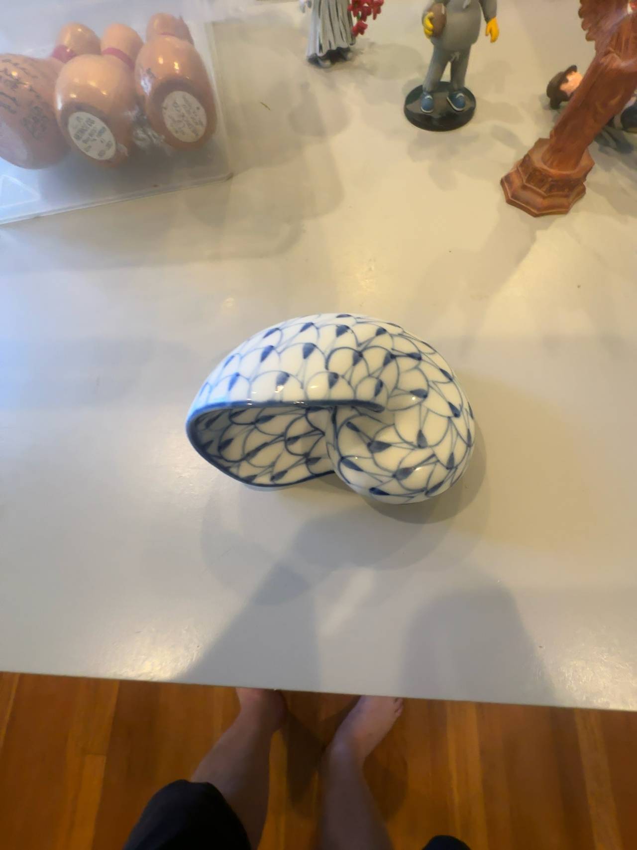 Andrea by Sadek Blue & White Fishnet Seashell Figurine