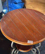 Round Wood and Metal End Table - Image 1
