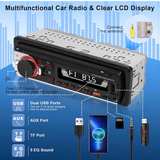 Single DIN Bluetooth Car Stereo with Dual USB and LCD Display - Image 3