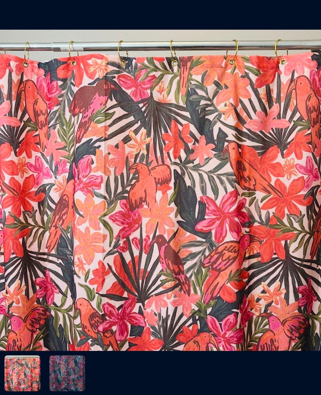 Tropical Bird and Floral Shower Curtain