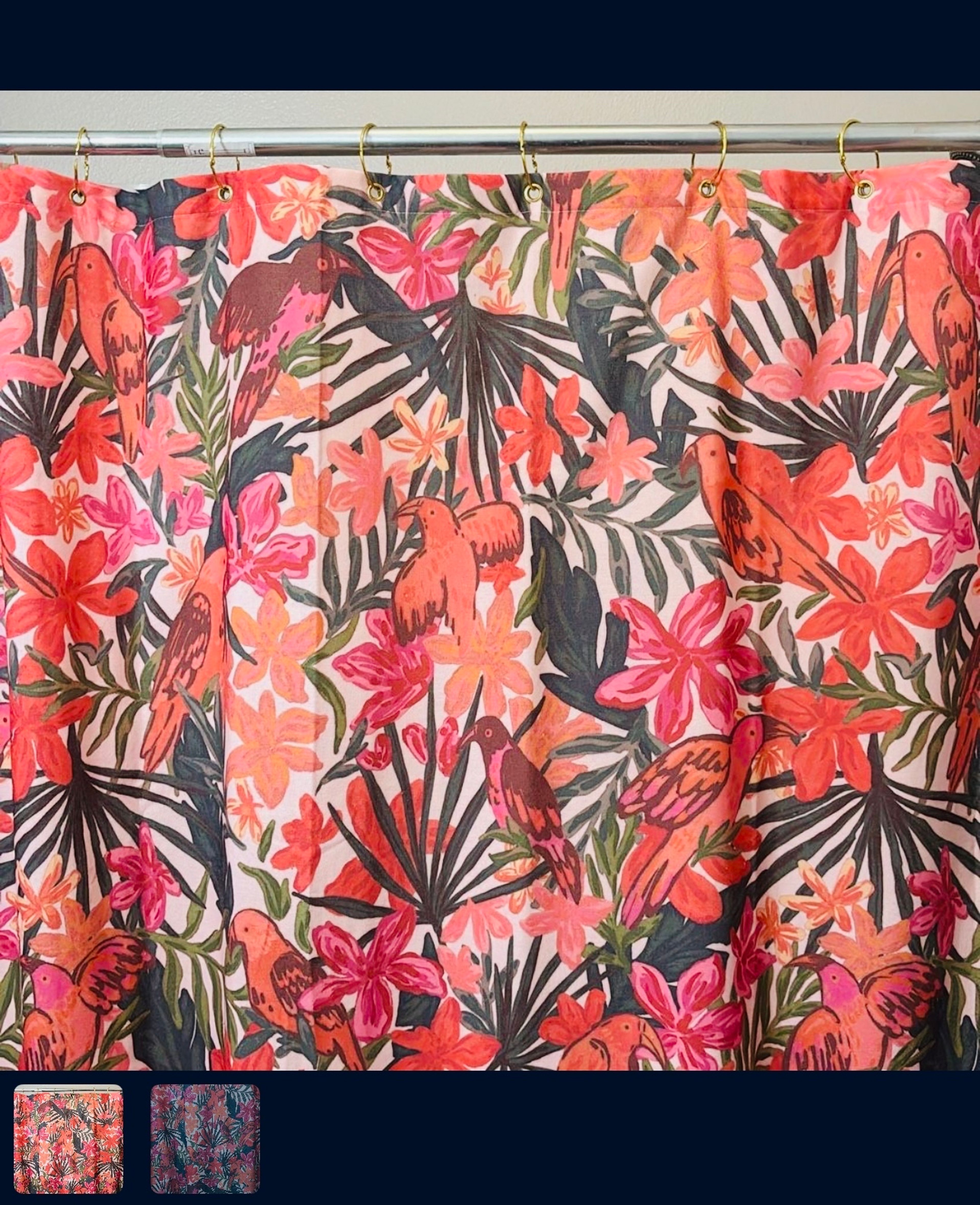 Tropical Bird and Floral Shower Curtain