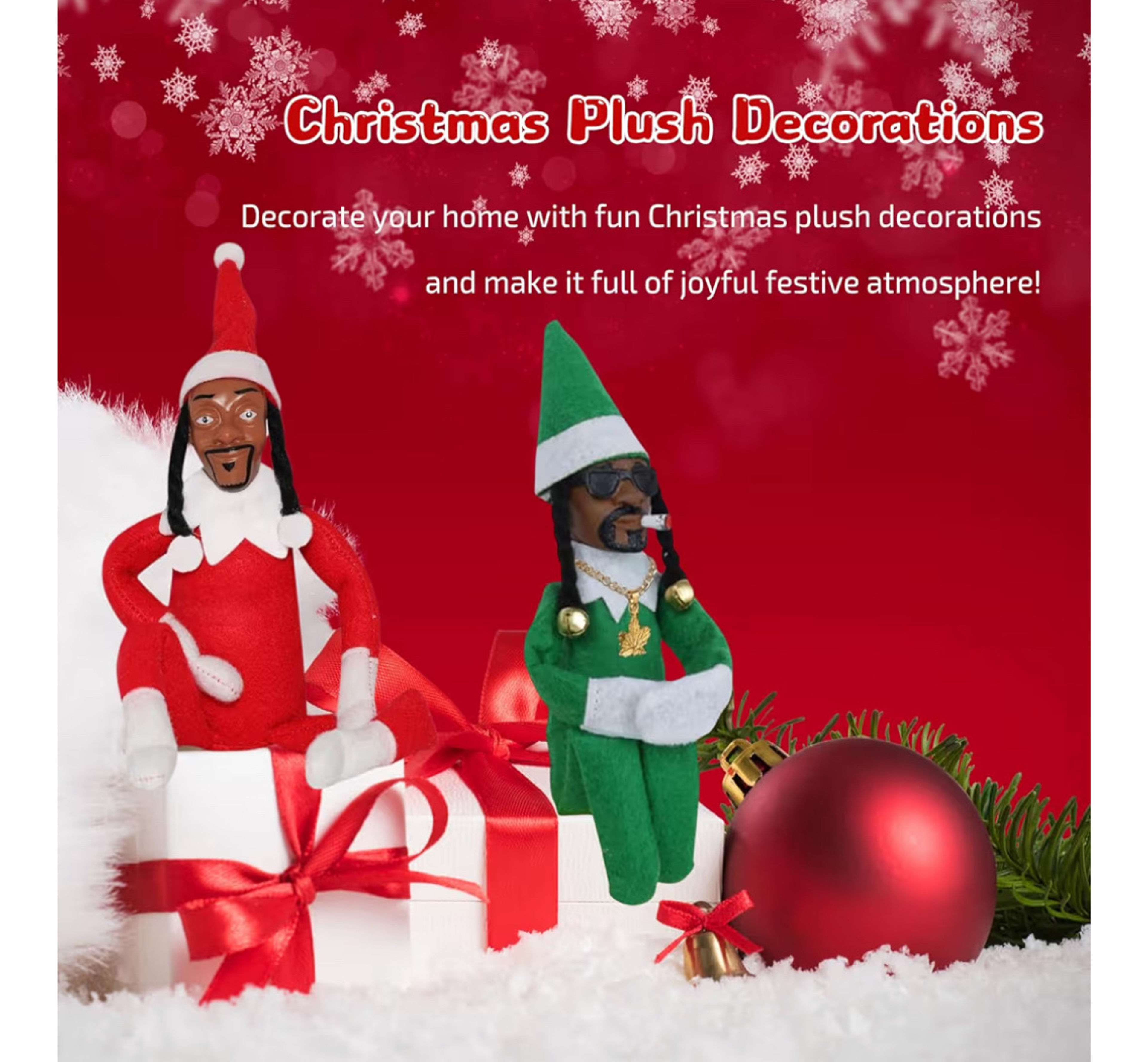 Snoop Dogg Christmas Elf Doll Hip Hop Figure Christmas Plush Doll - Image 3