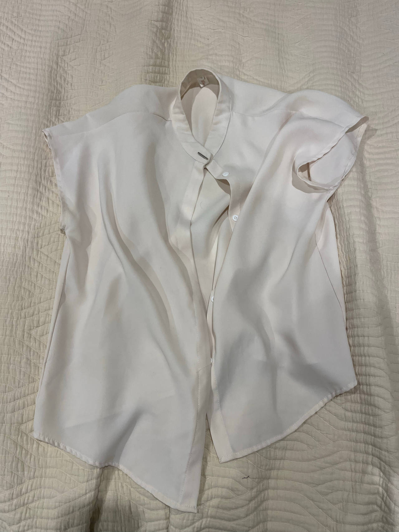 Womens Short Sleeve Band Collar Blouse