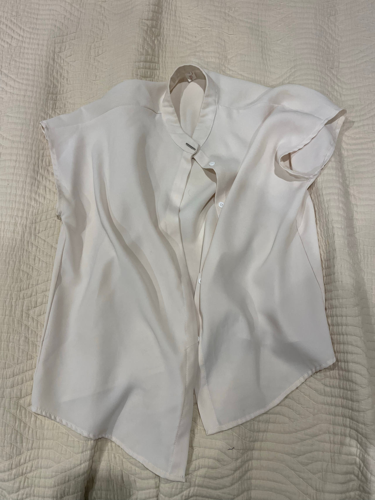 Womens Short Sleeve Band Collar Blouse