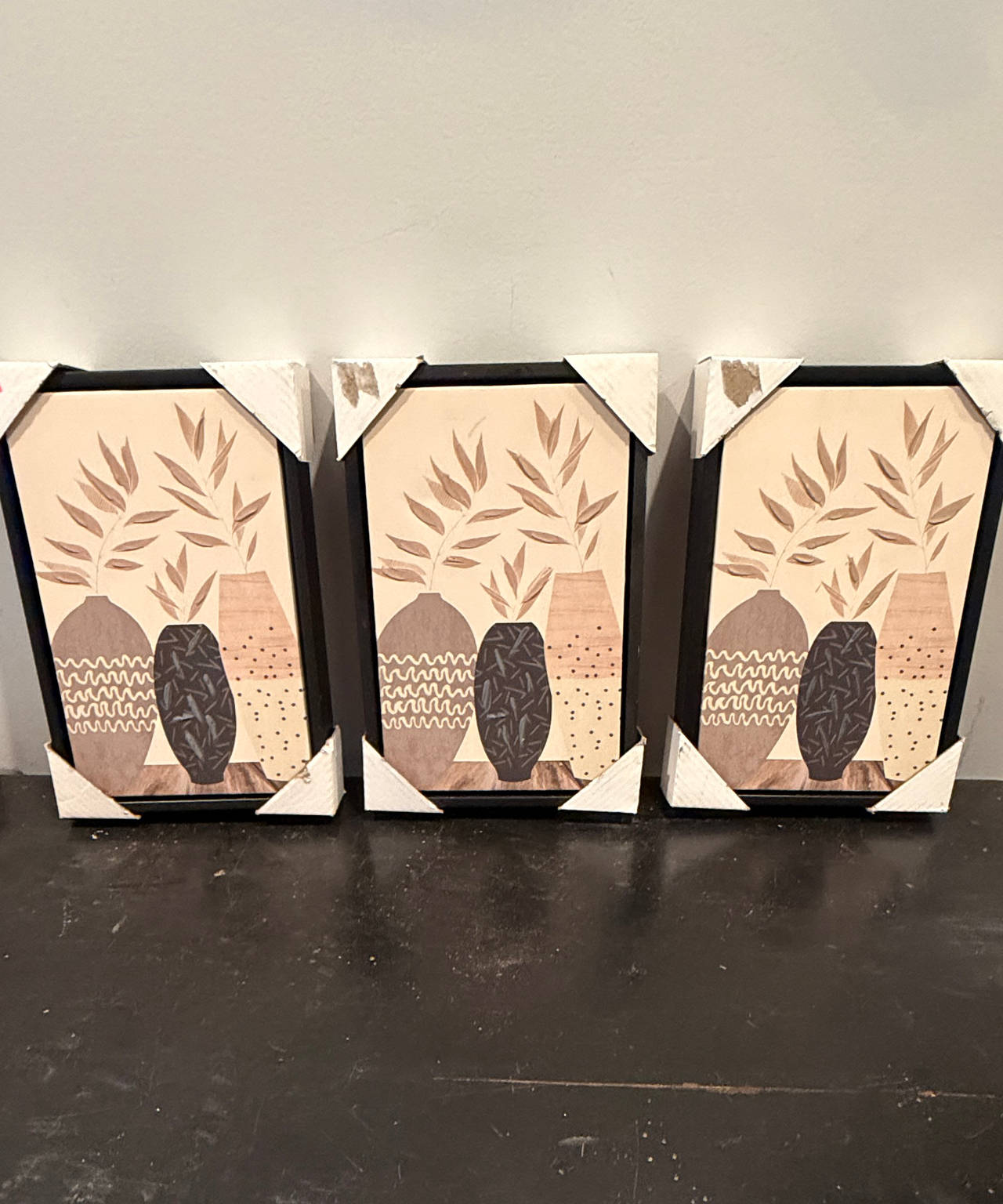 Boho Botanical Vase Framed Wall Art Set of 3