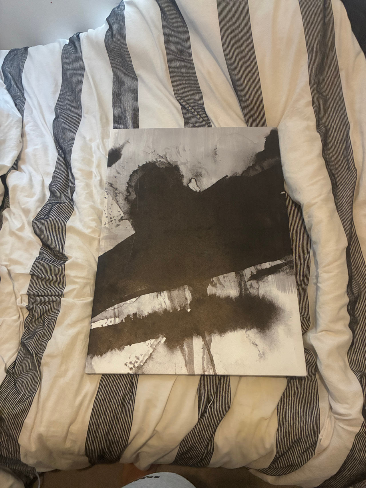 Abstract Black and White Canvas Painting