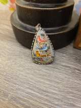 Vintage Hand Painted Bird Shell Pendant - Image 2